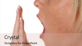  Presentation with sleep - Slide set consisting of free languages - young woman holding on while background and a coral colored foreground