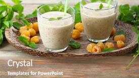  Presentation with smoothie - PPT theme having bland diet - glasses of raspberry smoothie background and a coral colored foreground