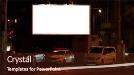  Presentation with street of shanghai on the night - Slides enhanced with blank advertisement board on street background and a  colored foreground