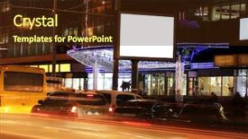  Presentation with street of shanghai on the night - Beautiful slides featuring blank advertisement board on street backdrop and a tawny brown colored foreground