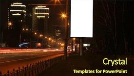  Presentation with advertisement - Colorful PPT layouts enhanced with blank advertisement board on street backdrop and a  colored foreground