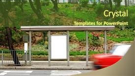  Presentation with bus stop - Colorful PPT theme enhanced with blank advertising billboard on bus backdrop and a tawny brown colored foreground