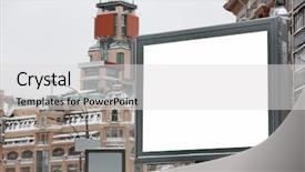  Presentation with city street - Audience pleasing presentation consisting of blank advertising board on city backdrop and a light gray colored foreground