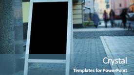  Presentation with airport boarding board - Colorful slides enhanced with blank advertising board on city backdrop and a teal colored foreground
