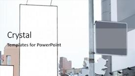  Presentation with airport boarding board - Theme with blank advertising board on city background and a  colored foreground