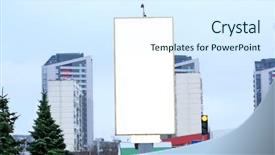  Presentation with airport boarding board - Colorful PPT layouts enhanced with blank advertising board on city backdrop and a  colored foreground