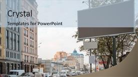  Presentation with airport boarding board - Slides having blank advertising board on city background and a  colored foreground