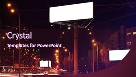  Presentation with city street - Beautiful PPT theme featuring blank advertising board on city backdrop and a  colored foreground