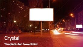  Presentation with city street - Colorful presentation design enhanced with blank advertising board on city backdrop and a  colored foreground