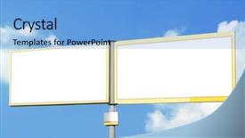  Presentation with blue sky - Theme having blank advertising boards on blue background and a  colored foreground