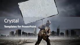  Presentation with blank - Audience pleasing slide set consisting of blank banner against nuclear future backdrop and a gray colored foreground