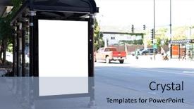  Presentation with bus station - Slides having blank billboard at bus station background and a light blue colored foreground