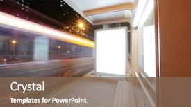  Presentation with bus stop - Beautiful PPT layouts featuring blank billboard in bus stop backdrop and a violet colored foreground