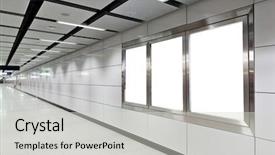  Presentation with metro train - Colorful theme enhanced with blank billboard in metro station backdrop and a light gray colored foreground