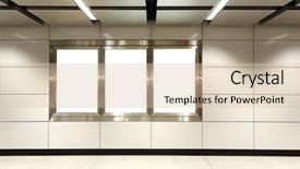  Presentation with metro train - PPT theme enhanced with blank billboard in metro station background and a soft green colored foreground