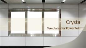  Presentation with station - Audience pleasing PPT theme consisting of blank billboard in metro station backdrop and a soft green colored foreground