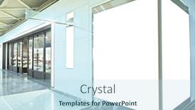  Presentation with modern building - Audience pleasing PPT theme consisting of blank-billboard-in-modern-building backdrop and a sky blue colored foreground