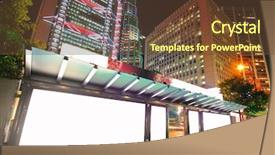  Presentation with bus stop - Colorful PPT layouts enhanced with blank billboard on bus stop backdrop and a tawny brown colored foreground