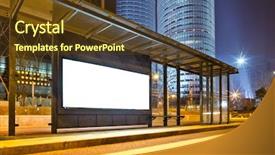  Presentation with bus stop - Slide deck with blank billboard on bus stop background and a tawny brown colored foreground