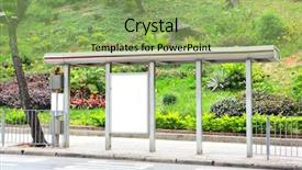  Presentation with bus stop - Colorful presentation enhanced with blank billboard on bus stop backdrop and a seafoam green colored foreground