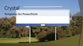  Presentation with green gram - PPT theme having blank billboard on green grass background and a light blue colored foreground