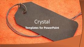  Presentation with price - Presentation theme featuring blank black paper price tag with a string against textured orange bark paper background and a tawny brown colored foreground