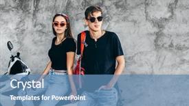  Presentation with teen girl - Amazing PPT theme having blank black t-shirt jeans backdrop and a teal colored foreground