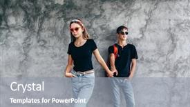  Presentation with teen girl - Colorful slide set enhanced with blank black t-shirt jeans backdrop and a gray colored foreground