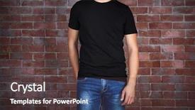 Presentation with black man - Presentation theme enhanced with blank black t-shirt background and a dark gray colored foreground