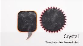  Presentation with shape - Colorful presentation design enhanced with blank blackboard speech bubble shape backdrop and a white colored foreground