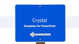  Presentation with road - PPT theme enhanced with blank-blue-arrow-road-sign background and a dark gray colored foreground