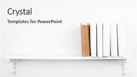  Presentation with books on bookshelf in library - Slides with blank books with brown one background and a white colored foreground