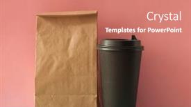  Presentation with brown paper bag - Beautiful PPT theme featuring blank-brown-paper-bag backdrop and a coral colored foreground