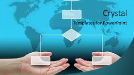  Presentation with decision - Beautiful presentation theme featuring blank business decision tree diagram backdrop and a cyan colored foreground