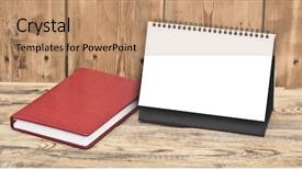  Presentation with note book - Colorful presentation theme enhanced with blank calenders - desk calendar with red leather backdrop and a  colored foreground