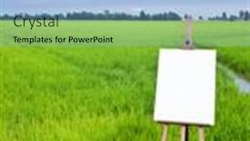  Presentation with white green - PPT layouts featuring blank-canvas-on-a-wooden background and a light blue colored foreground