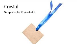  Presentation with satin - Amazing PPT theme having blank cardboard gift tag backdrop and a white colored foreground