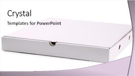  Presentation with pizza - Theme with blank cardboard pizza box isolated background and a white colored foreground