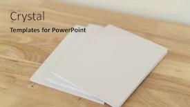  Presentation with magazines - PPT theme featuring blank-catalog-magazines-book-mock background and a soft green colored foreground