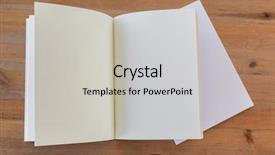  Presentation with blank note book and wooden - Slides with up on wood background moving background and a light gray colored foreground