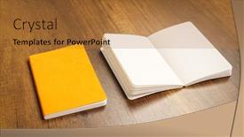  Presentation with magazines - Beautiful slide deck featuring blank-catalog-magazines-book-mock backdrop and a gold colored foreground