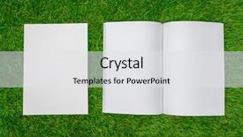  Presentation with blank note book and wooden - Colorful theme enhanced with blank catalog magazines book mock backdrop and a light gray colored foreground