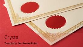  Presentation with certificate - Cool new presentation theme with blank-certificate-on-the-red backdrop and a red colored foreground