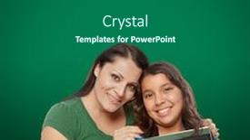  Presentation with mother board - PPT theme featuring blank chalk board behind proud hispanic mother and daughter student background and a dark gray colored foreground