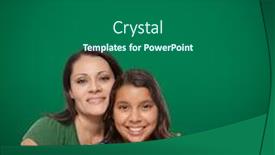  Presentation with mother board - Beautiful presentation theme featuring blank chalk board behind proud hispanic mother and daughter student backdrop and a dark gray colored foreground