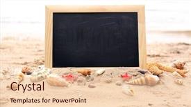  Presentation with chalkboard - Presentation having blank chalkboard on beach background background and a lemonade colored foreground