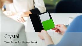  Presentation with hands holding - Amazing slide deck having blank check - people expenses payment and lifestyle backdrop and a light gray colored foreground