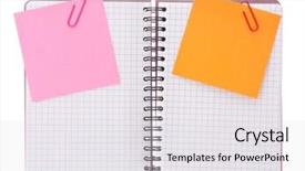  Presentation with notebook - Audience pleasing presentation design consisting of blank checked notebook with notice backdrop and a  colored foreground