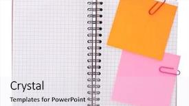  Presentation with notebook - Slides having blank checked notebook with notice background and a  colored foreground