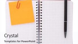  Presentation with notebook paper - Slide set featuring blank checked notebook with notice background and a  colored foreground